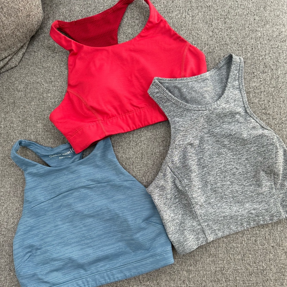 Outdoor Voices Women's Sports Bras - Red, Blue, Gray